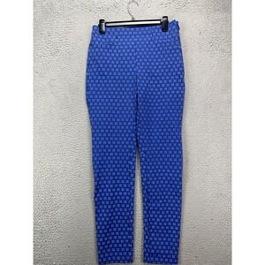 RLX Ralph Lauren Pants Womens‎ 6 Blue Geometric Nylon Blend Golf Flat Front NEW